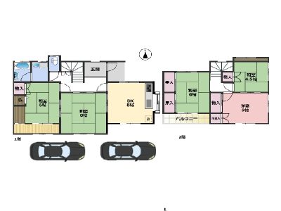 南面居室が多い5DKの間取り(間取)