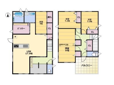 収納充実した4SLDKの間取り(間取)