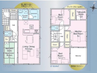 テレワークルームのある4SLDKの間取り(間取)