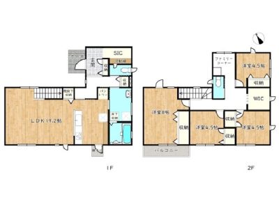 1階回遊動線で、適所収納できる4LDK。2台並列駐車可♪(間取)