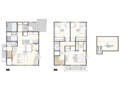 広々小屋根収納付きの3SLDK(間取)