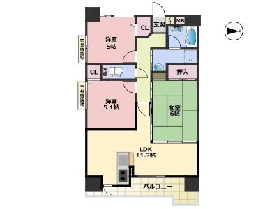 ご家族でのお住まいにちょうど良い3LDK(間取) ご家族でのお住まいにちょうど良い3LDK(間取)