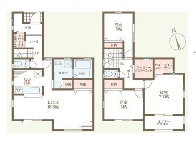 シューズクローク・ウォークインクローゼットのある3LDKの間取り(間取)